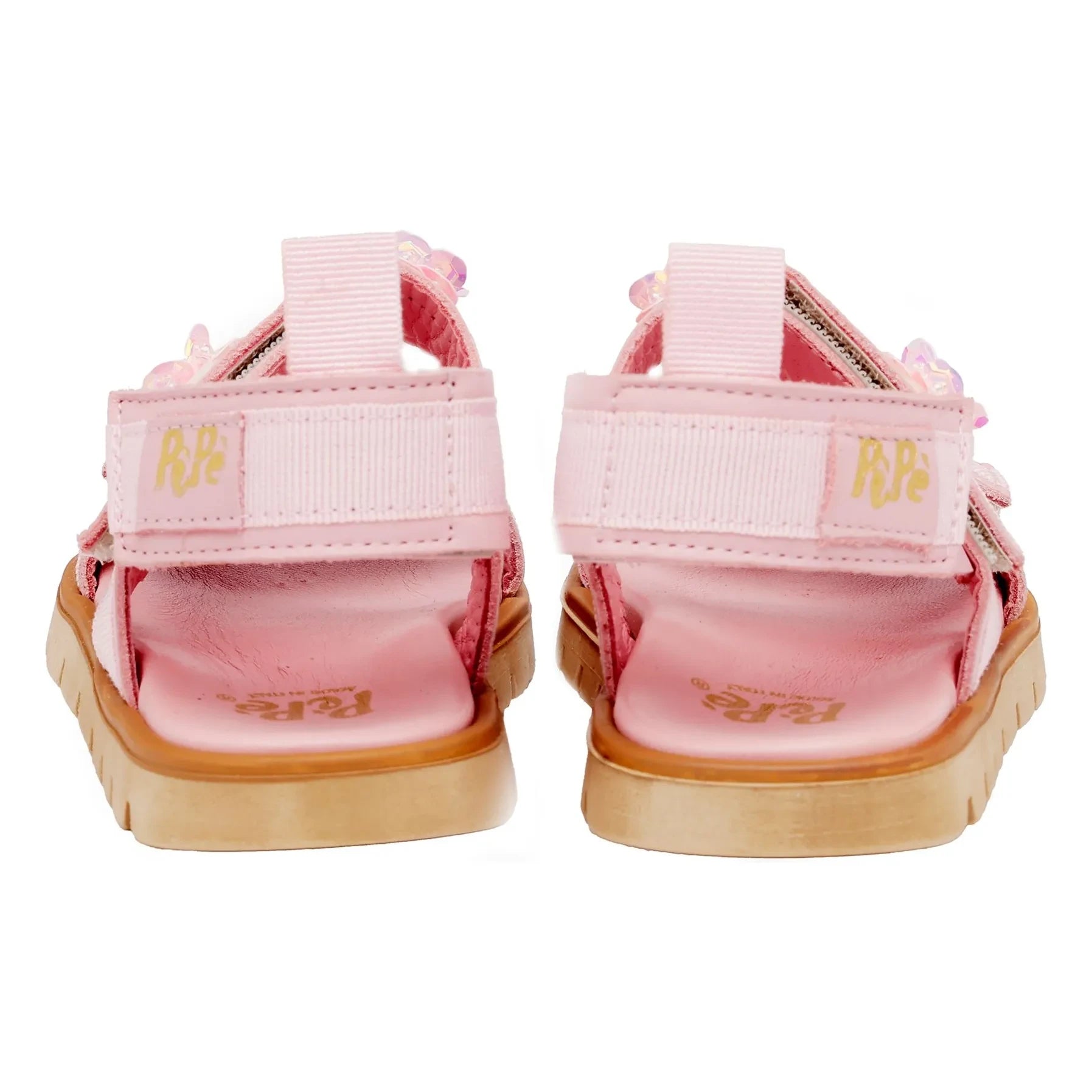Pèpè - Floral Double Striped Sandals | White