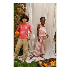 Cozmo - Sena Striped Organic Cotton Trousers | Pink