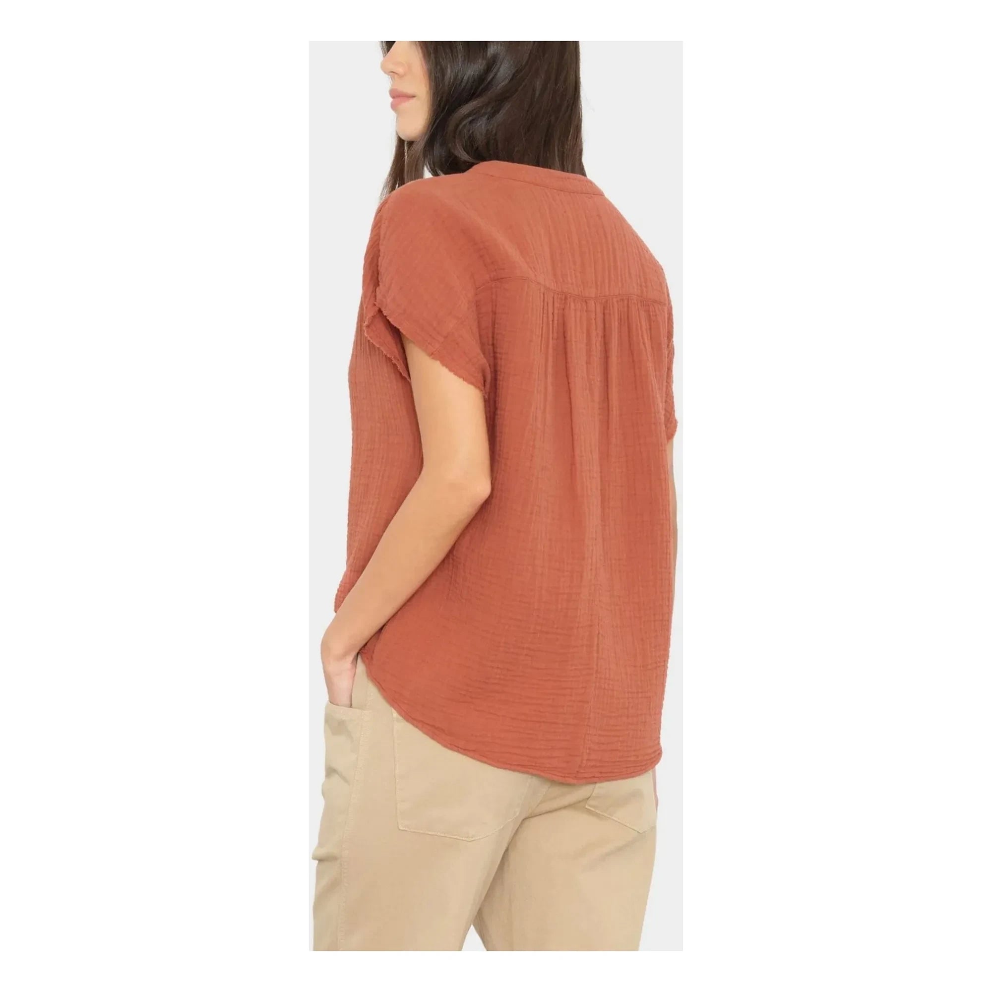 Xirena - Kane Cotton Blouse | Rust Red