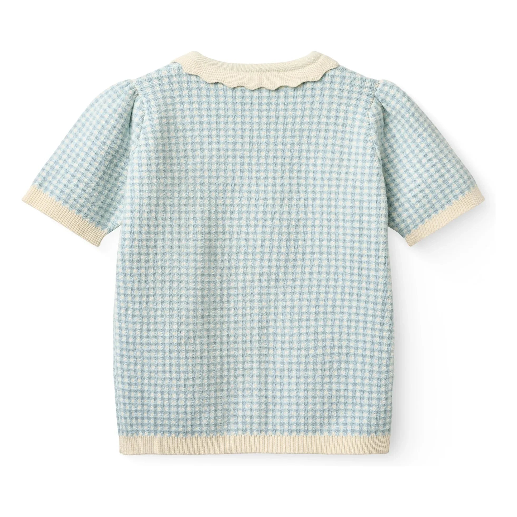 Copenhagen Colors - Organic Cotton Jacquard Short Sleeve Cardigan | Light Blue