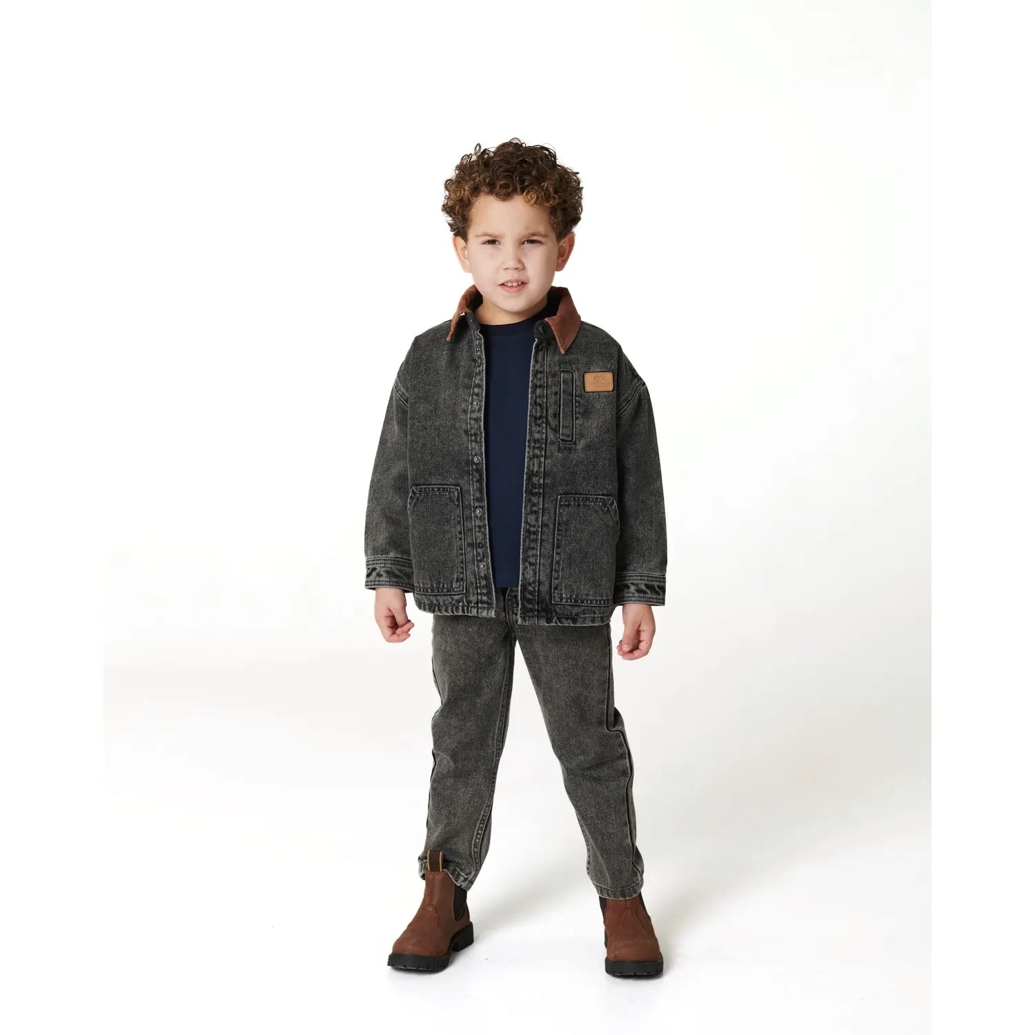Copenhagen Colors - Organik Pamuklu Eskitilmiş Denim Ceket | Koyu gri