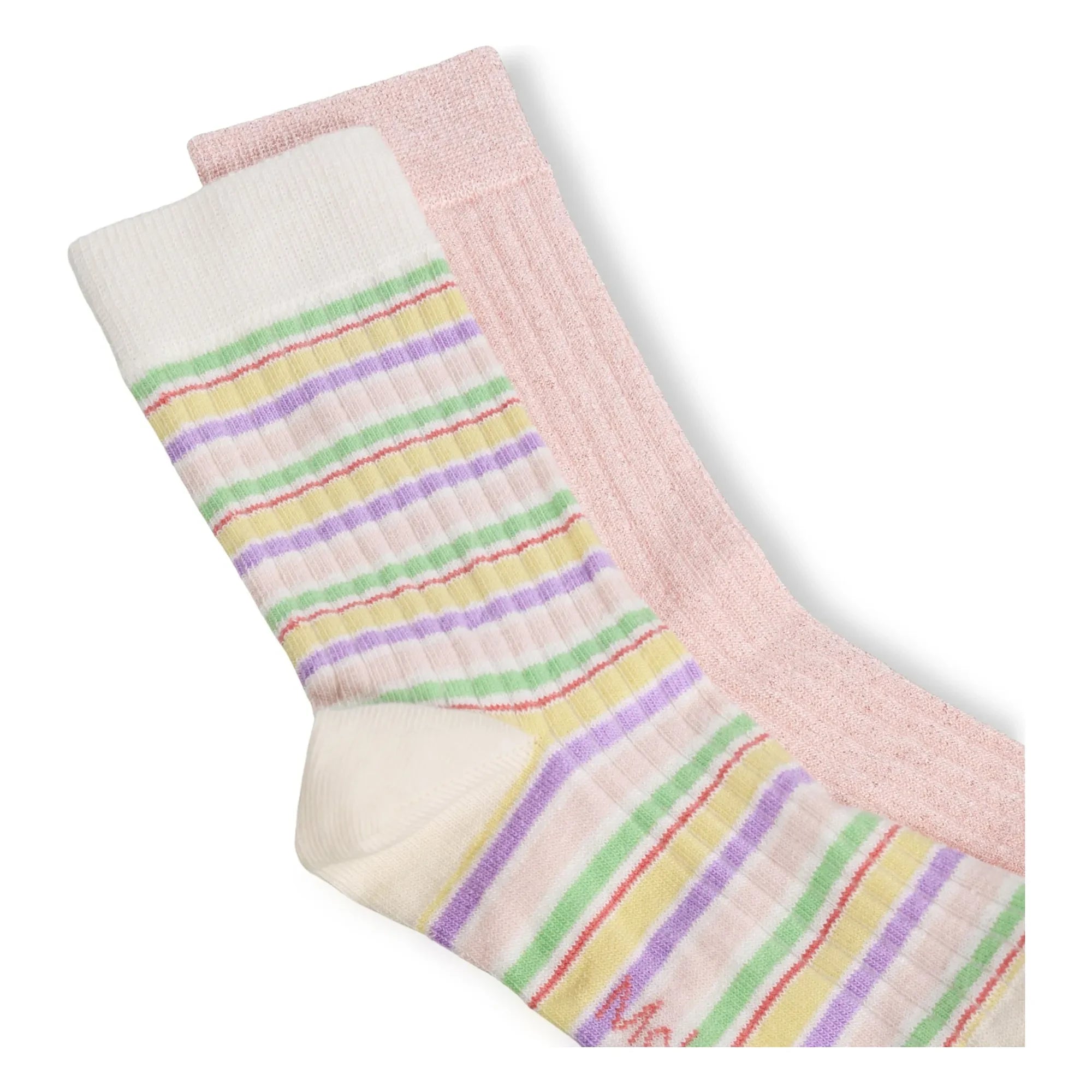 Molo - Juego de 2 pares de calcetines Nomi a rayas | Rosa claro
