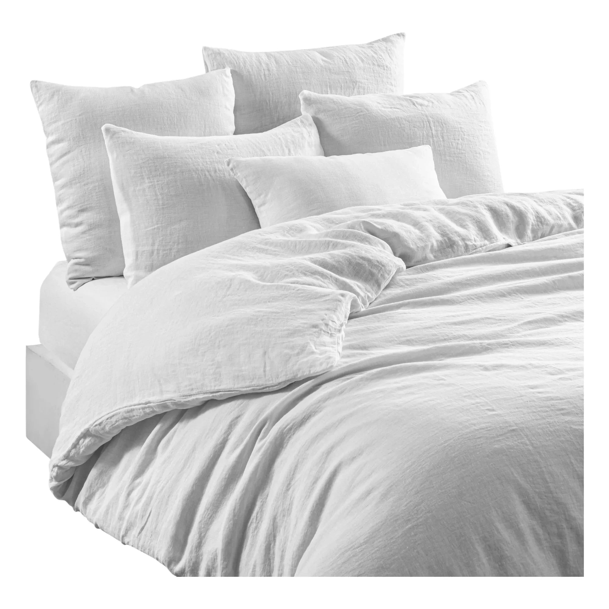 Haomy - Linen fitted sheets Leria | White