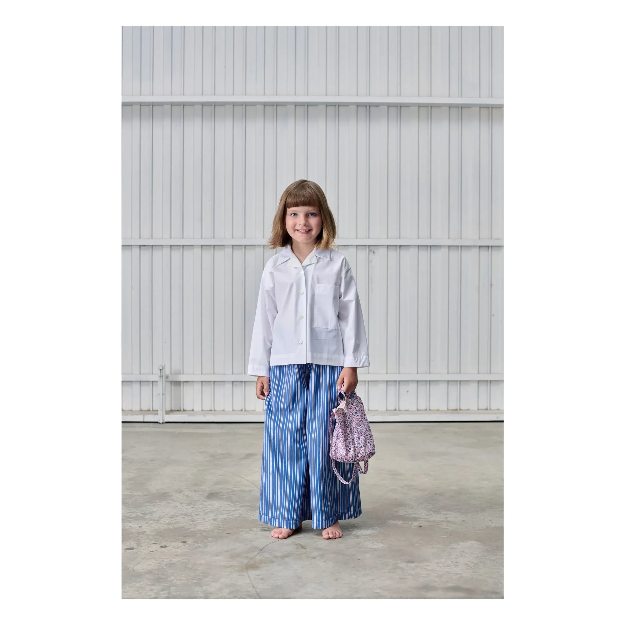 Tangerine – Gestreifte Hose mit weitem Bein | Blau
