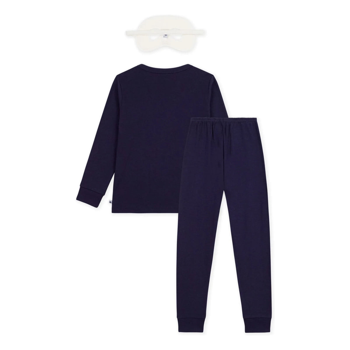 Petit Bateau - Organik Pamuk İskelet Pijama ve Maske Seti | Gece mavisi