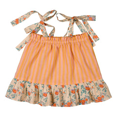 Louis Louise - Zoya Gestreiftes Oberteil mit Blumenmuster | Orange