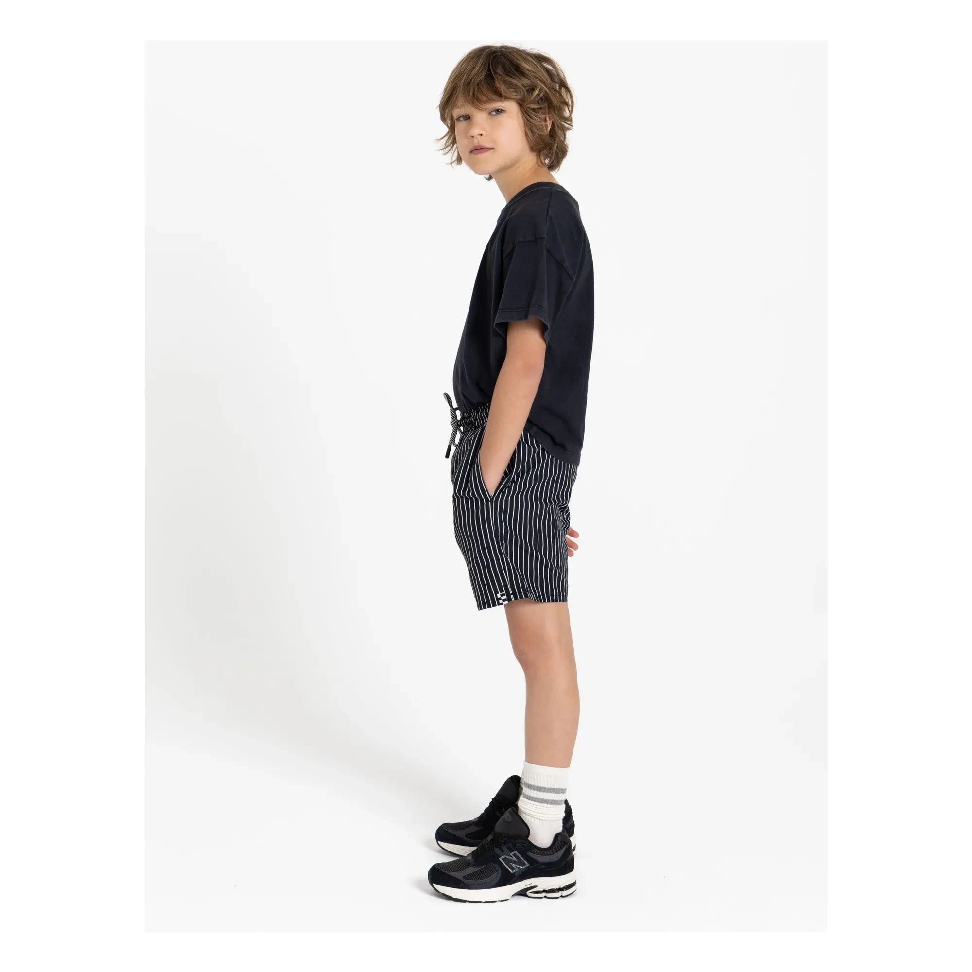 Finger in the Nose – Freeboy Gestreifte Badeshorts | Schwarz