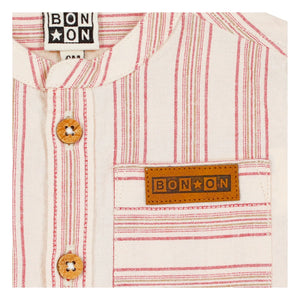 Bonton - Never Striped Bebek Gömleği | Krem