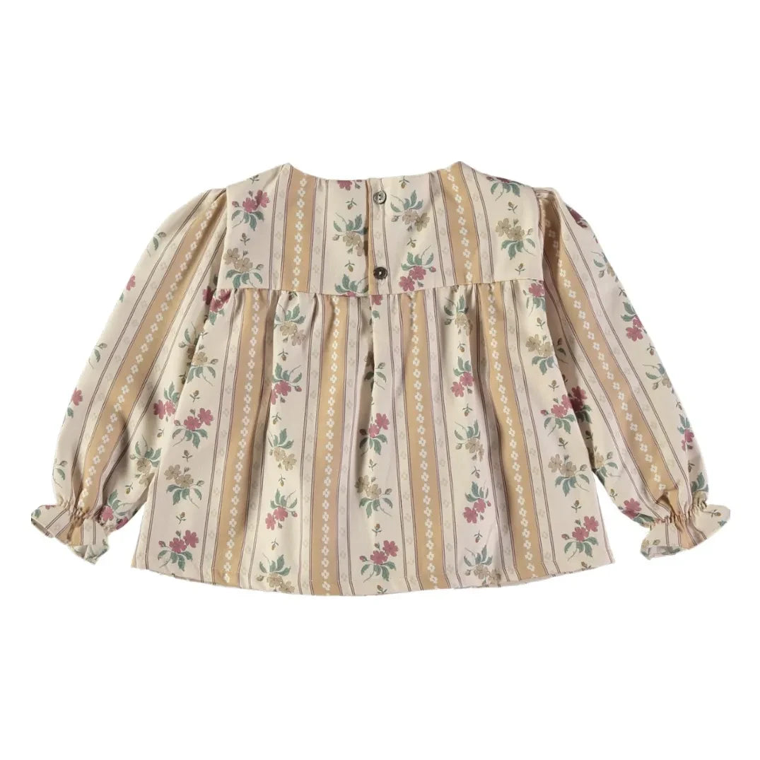 Risu Risu - Primavera Floral Print Organic Cotton Blouse and Bloomer Set | Natural