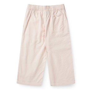 Copenhagen Colors – Gestreifte Seersucker-Hose mit Kordelzug aus Bio-Baumwolle | Blassrosa