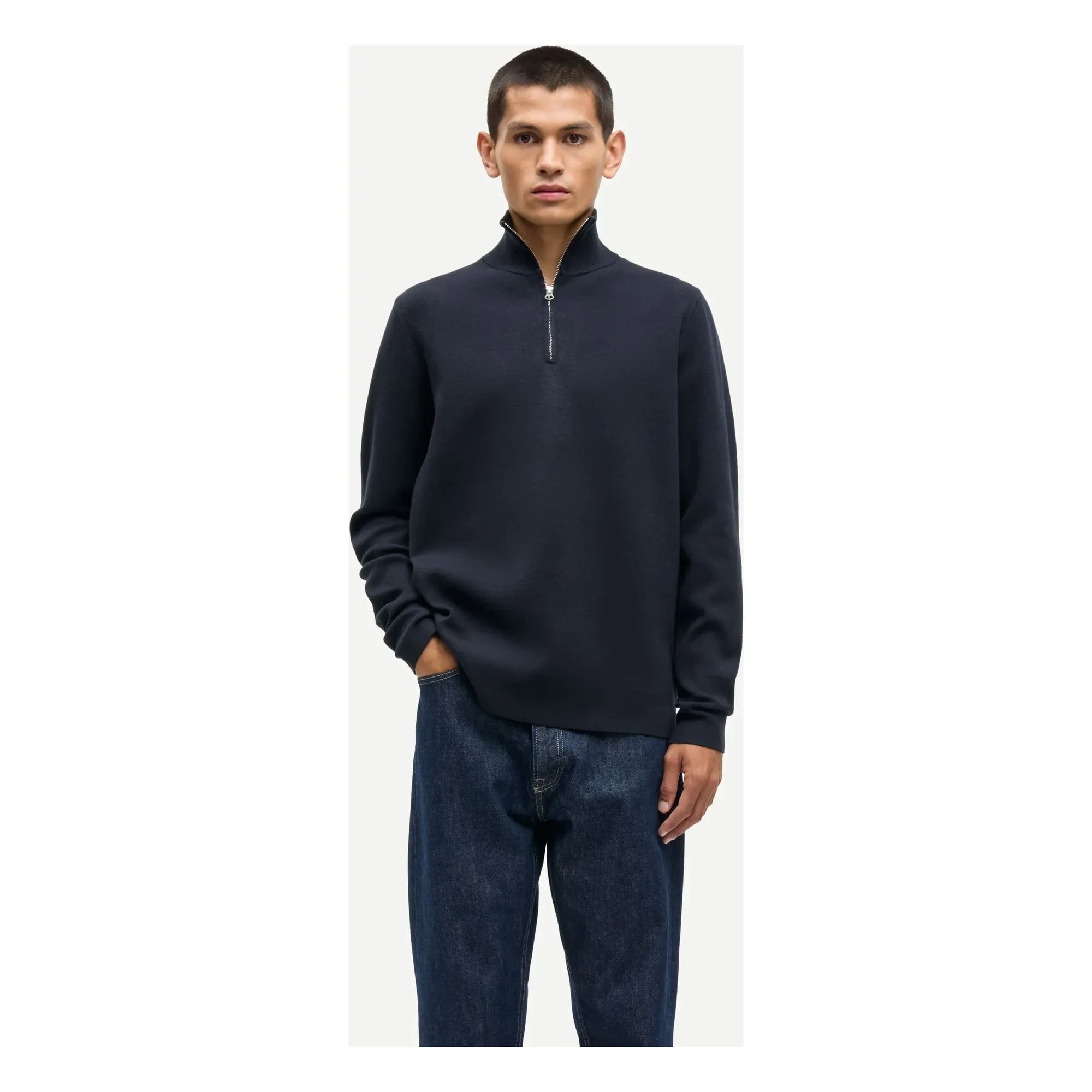 Samsoe Samsoe - Gunan Yarım Fermuarlı Sweatshirt | Koyu Mavi
