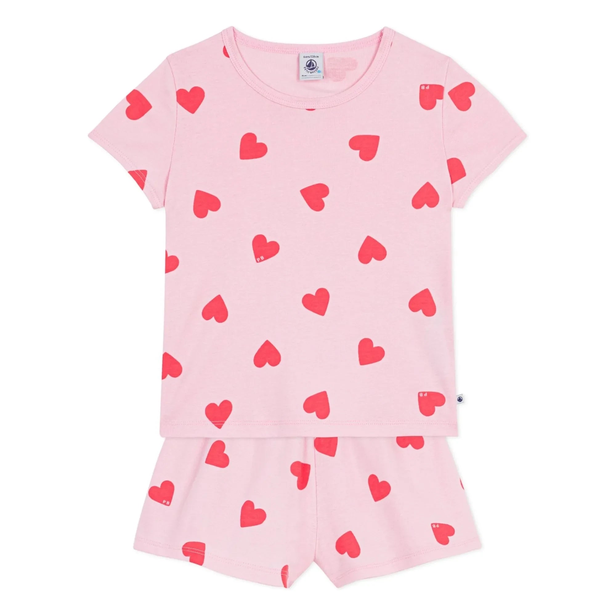 Petit Bateau - Herzgemusterte Shorts Pyjama | Rosa