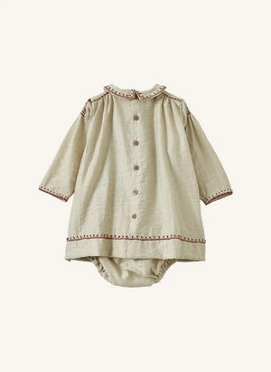 Caramel - Mathilde Gestreifter Babykleid | Staubbraun