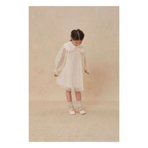 C'era Una Volta - Vestido plisado de cuello alto Reena de gasa | Crema