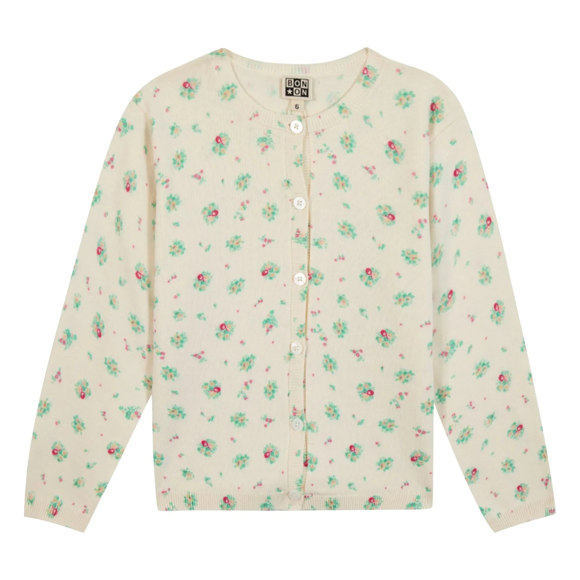 Bonton - Lilou Coco Bouquets hırka | Krem