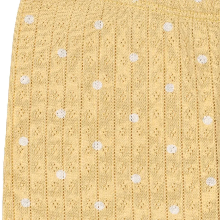 Konges Sløjd - Mallas Minnie Pointelle con lunares, Algodón orgánico | Amarillo