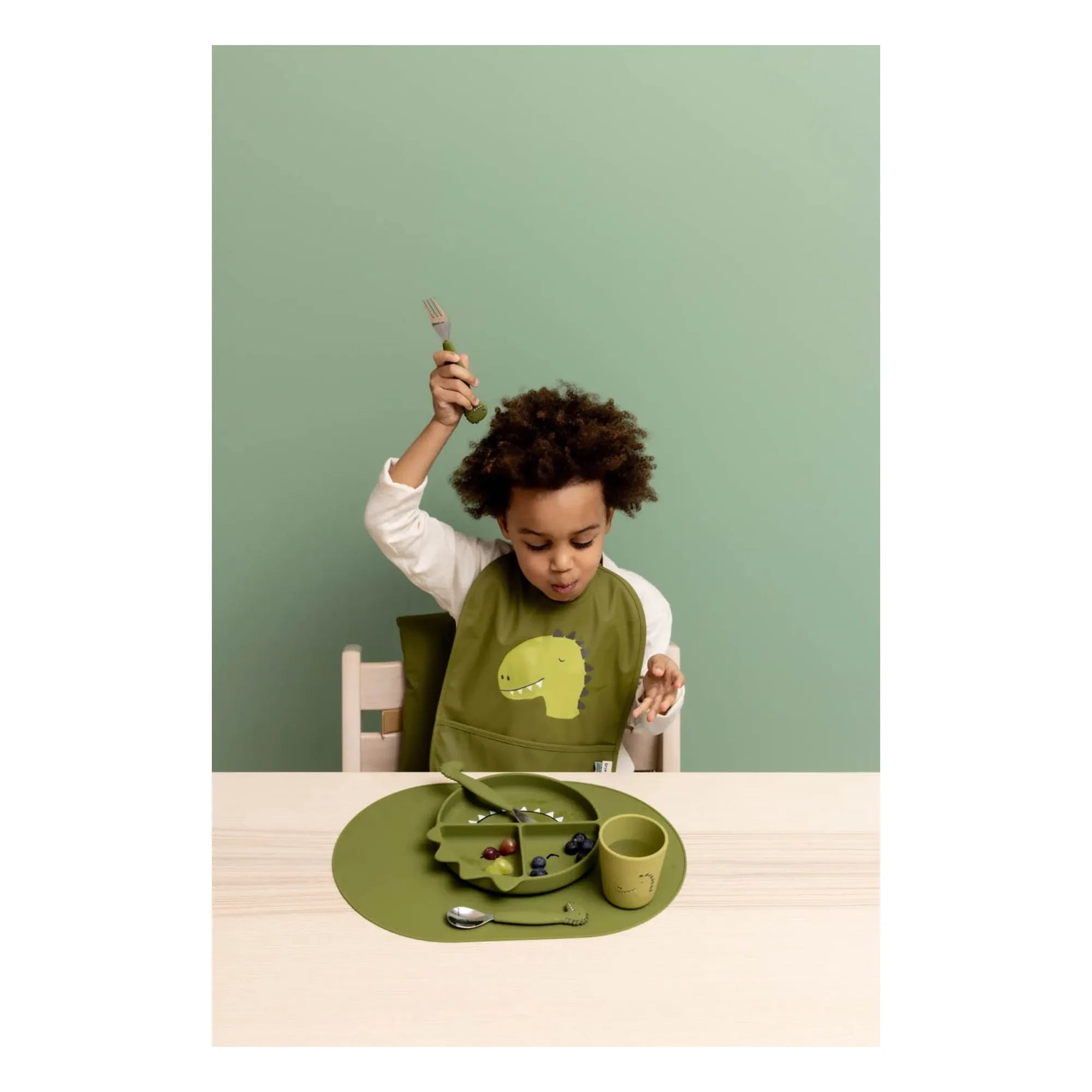 Trixie - Mr. Dino Silikon-Besteckset - 3-teilig | Grün