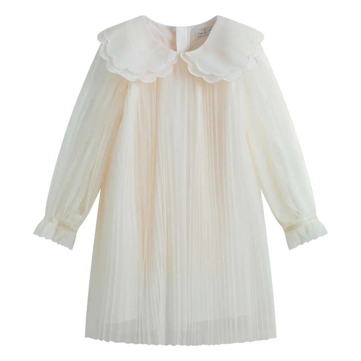 C'era Una Volta - Vestido plisado de cuello alto Reena de gasa | Crema