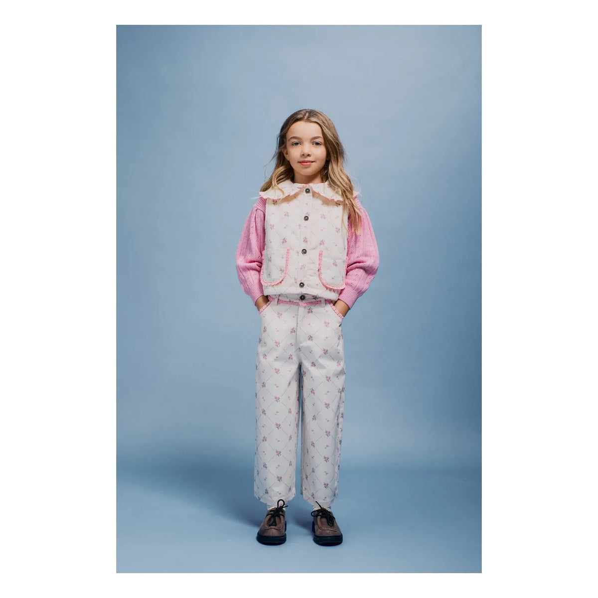 Bebe Organic - Heidi Çiçek Desenli Pantolon | Ecru