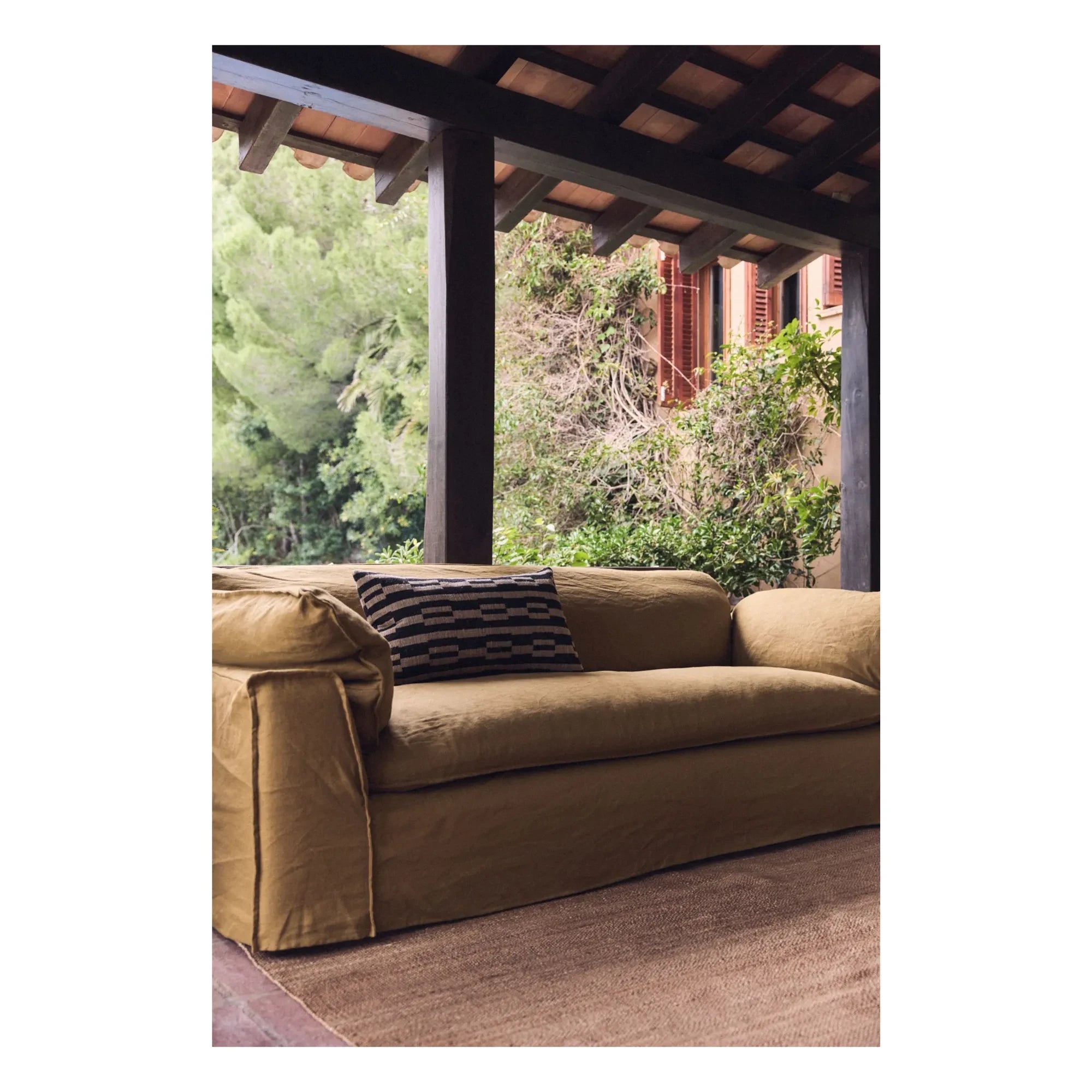 HKliving - 2 kişilik keten kanepe Nomad | Ocher