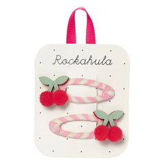 Rockahula Kids - 2'li Çizgili Kiraz saç tokası seti | Pembe