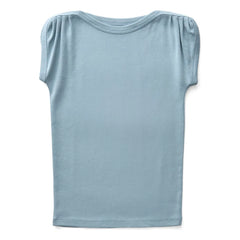 Soor Ploom - Sundae Organic Cotton Gathered T-Shirt | Ice Blue