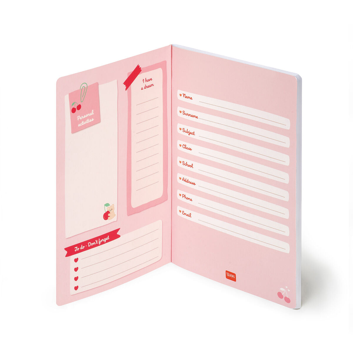 Legami - Exercise Kitap - A4 Defter - 4 mm Squared - Ayıcık Cherry