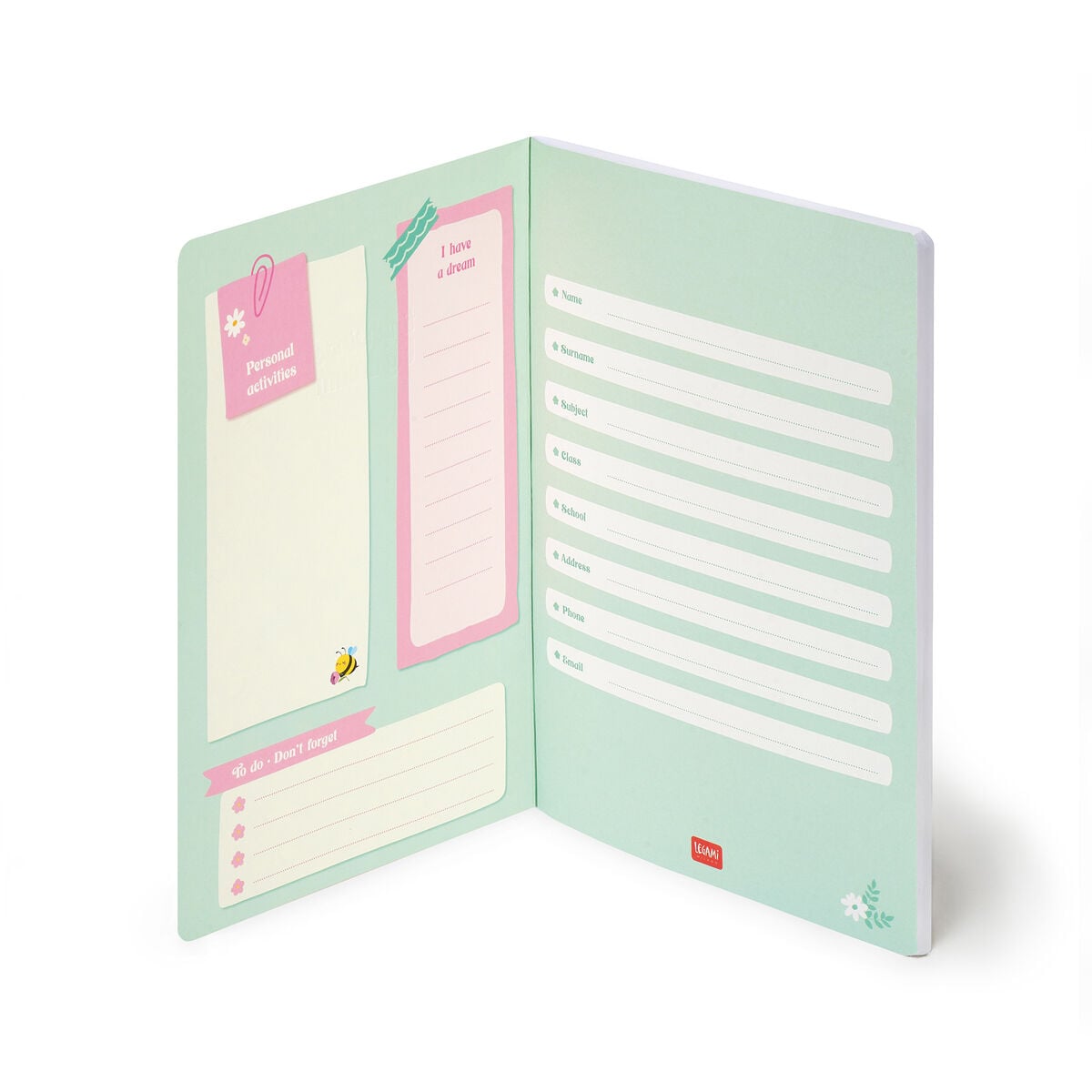 Legami - Exercise Kitap - A4 Defter - 4 mm Squared - Bee Çiçekler