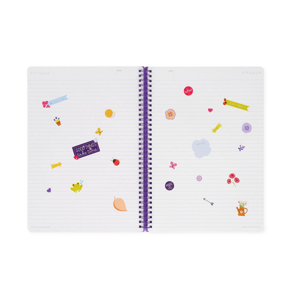 Legami - Cuaderno A4 rayado con tapa dura ilustrada - Flores - Libreta - Espiral