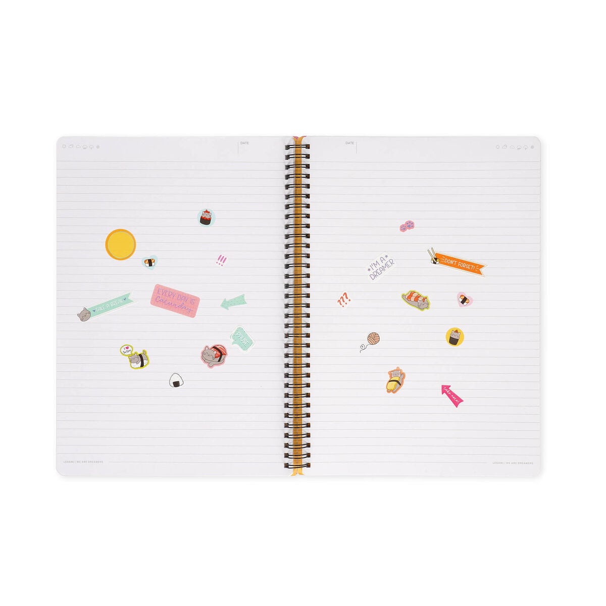 Legami - A4 Lined Notizbuch mit Illustrated Hard Hülle - Sushi Cat - Jotter - Spiral-Bound