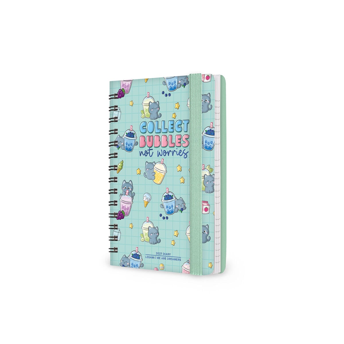 Legami - 12-Month Weekly Günlük - Küçük Spiral-Bound 2027 - Kitty Bubble Tea