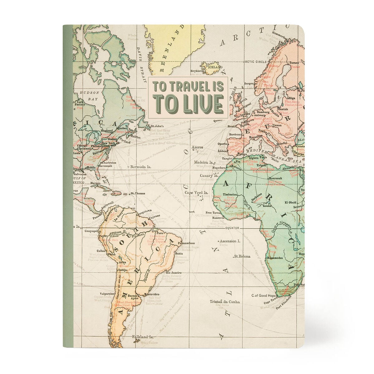 Legami - B5 Lined Defter ile Illustrated Hard Kılıf - Seyahat Map