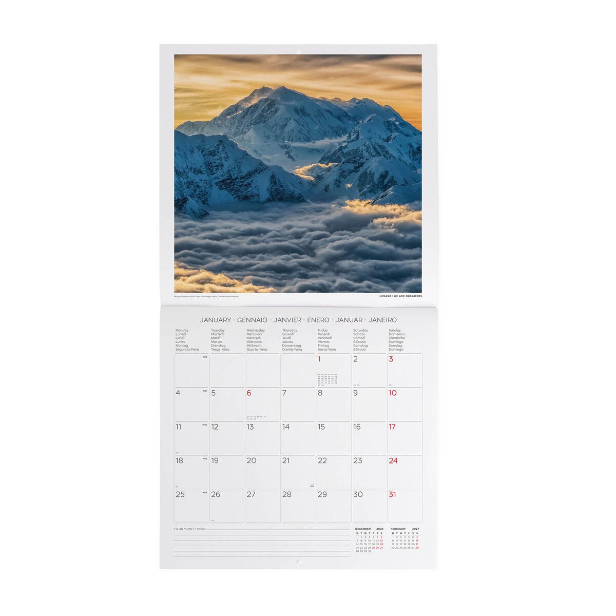 Legami - Mountains 2027 Wall Takvim - 30 x 29 cm