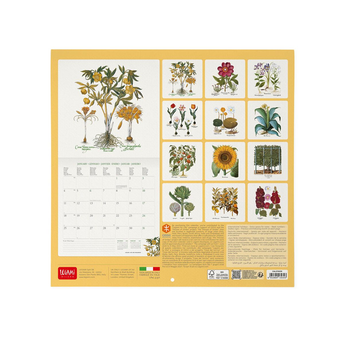Legami - Herbarium 2027 Wall Takvim - 30 x 29 cm