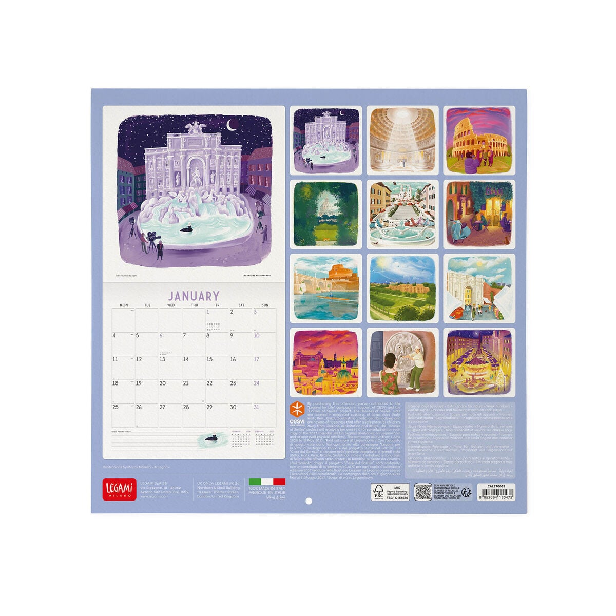 Legami - Rome 2027 Wall Takvim - 30 x 29 cm