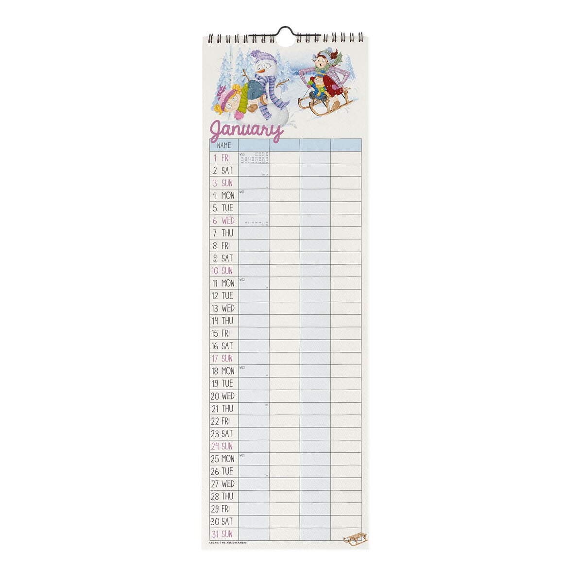 Legami - Süper Mum 2027 Wall Takvim - 16 x 49 cm