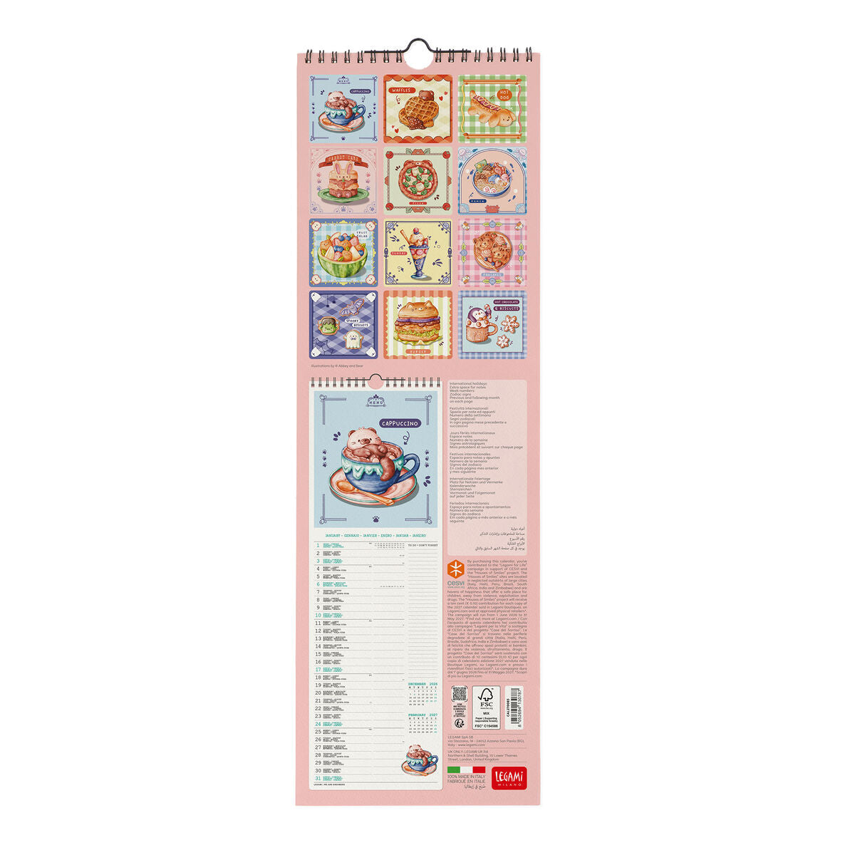 Legami - Cutie Foodie 2027 Wall Takvim - 16 x 49 cm