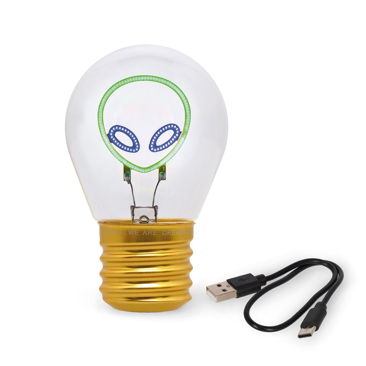 Legami - Dekorative Lightbulb-Shaped Table Lamp - Alien - Bulb Fiction