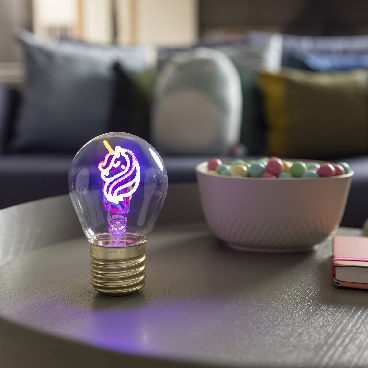 Legami - Dekoratif Lightbulb-Shaped Table Lamp - Tek Boynuzlu At - Bulb Fiction