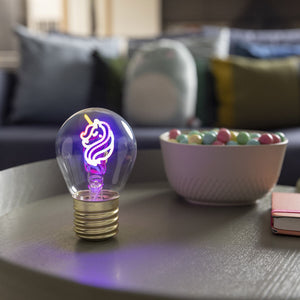 Legami - Dekoratif Lightbulb-Shaped Table Lamp - Tek Boynuzlu At - Bulb Fiction
