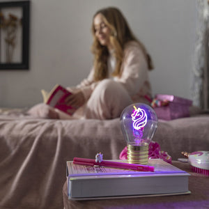 Legami - Dekoratif Lightbulb-Shaped Table Lamp - Tek Boynuzlu At - Bulb Fiction