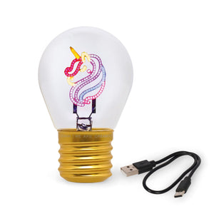 Legami - Dekoratif Lightbulb-Shaped Table Lamp - Tek Boynuzlu At - Bulb Fiction