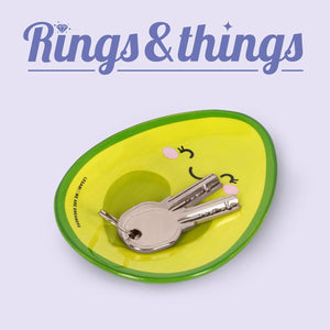 Legami - Hand-Decorated Ceramic Trinket Dish - Avokado - Rings & Things