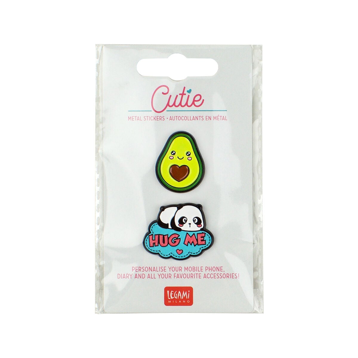 Legami - Seti 2 Panda + Avokado Metal Stickers - Cutie