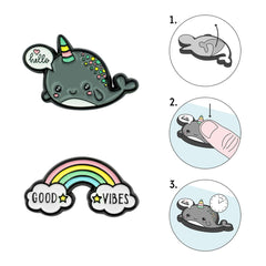 Legami - Seti 2 Narwhal + Rainbow Metal Stickers - Cutie