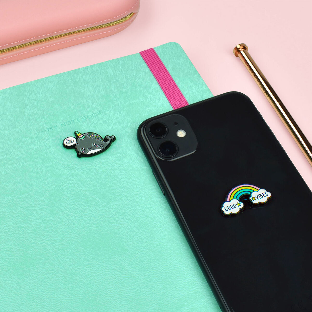 Legami - Seti 2 Narwhal + Rainbow Metal Stickers - Cutie