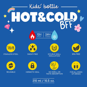 Legami - Vakum Şişe Çocuklar İçin - Tek Boynuzlu At - Hot&Cold BFF