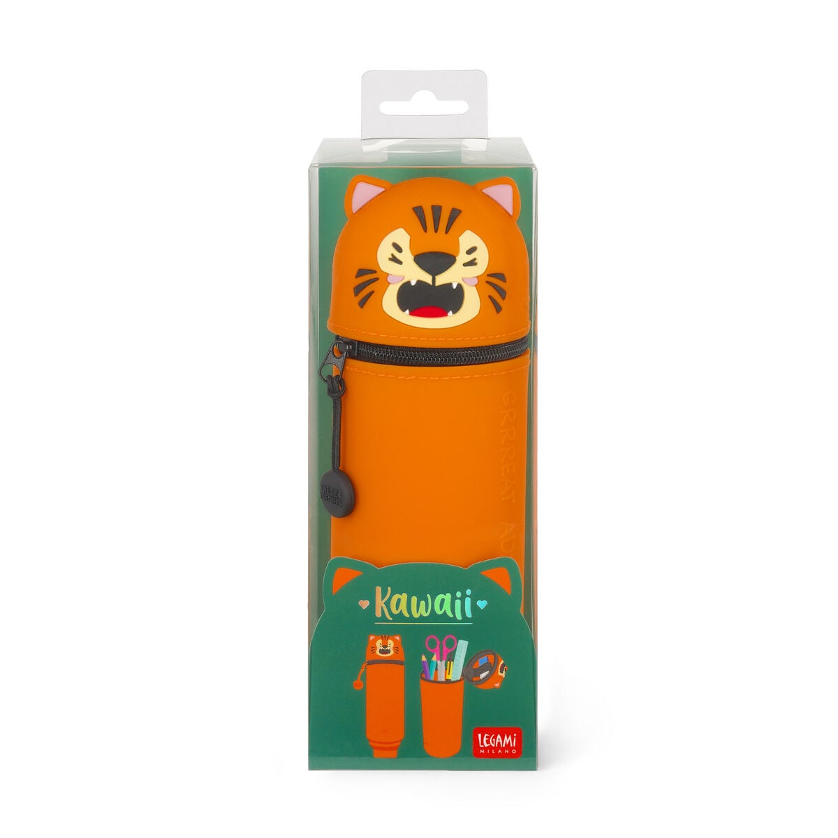 Legami - Tiger "Grrreat Adventures" 2-in-1 Silicone Kalem Kutu - Kawaii