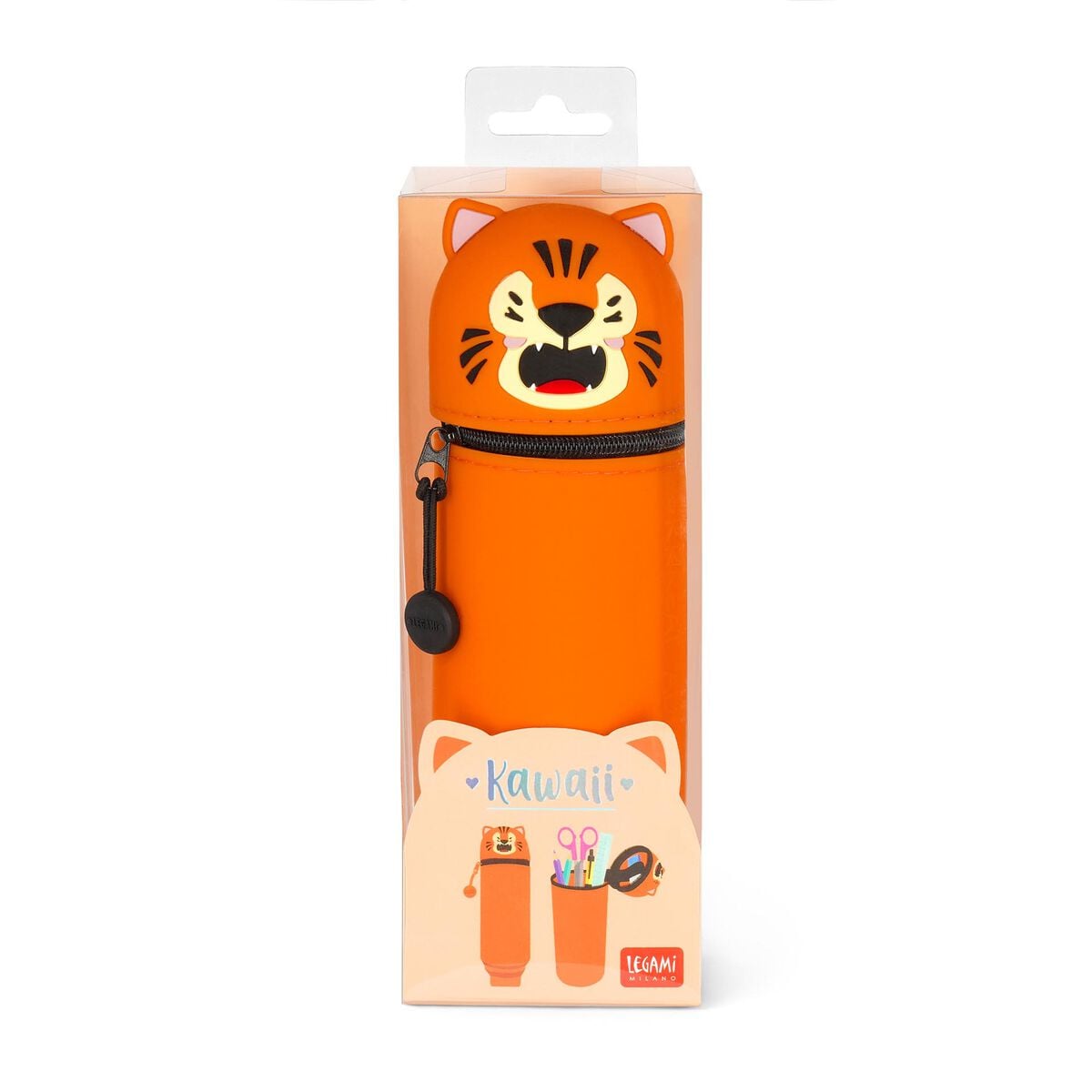 Legami - Tiger "Grrreat Adventures" 2-in-1 Silicone Kalem Kutu - Kawaii