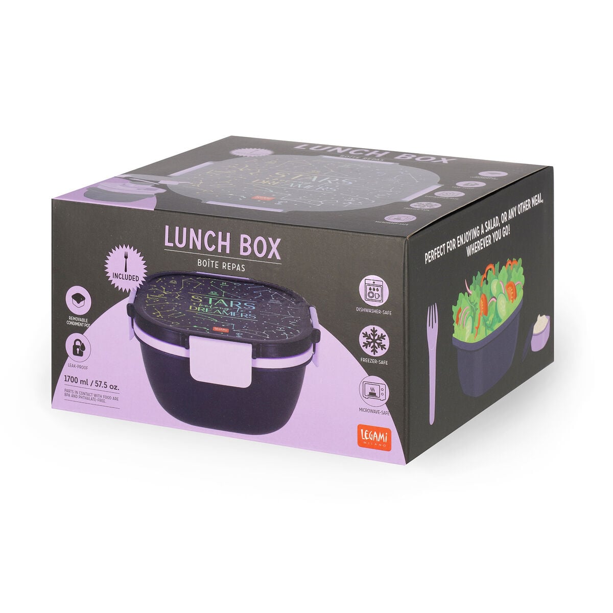 Legami - 1700 ml Bento Yemek Kutusu - Stars - Bento Yemek Kutusu
